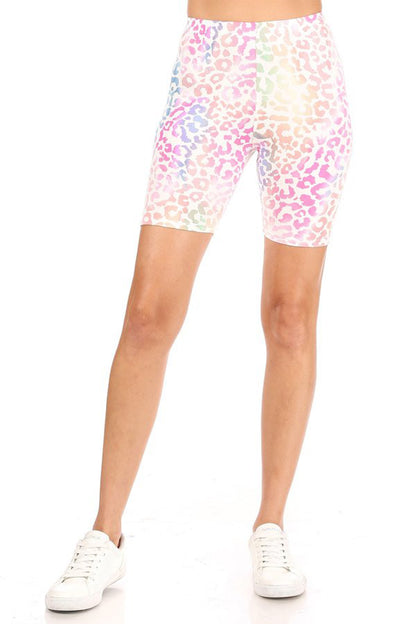Women's Casual Animal Printed Elastic High Waist Stretch Biker Shorts