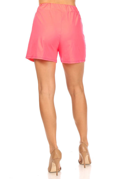 Women's Casual High Waist Basic Solid Pull On Shorts Pants