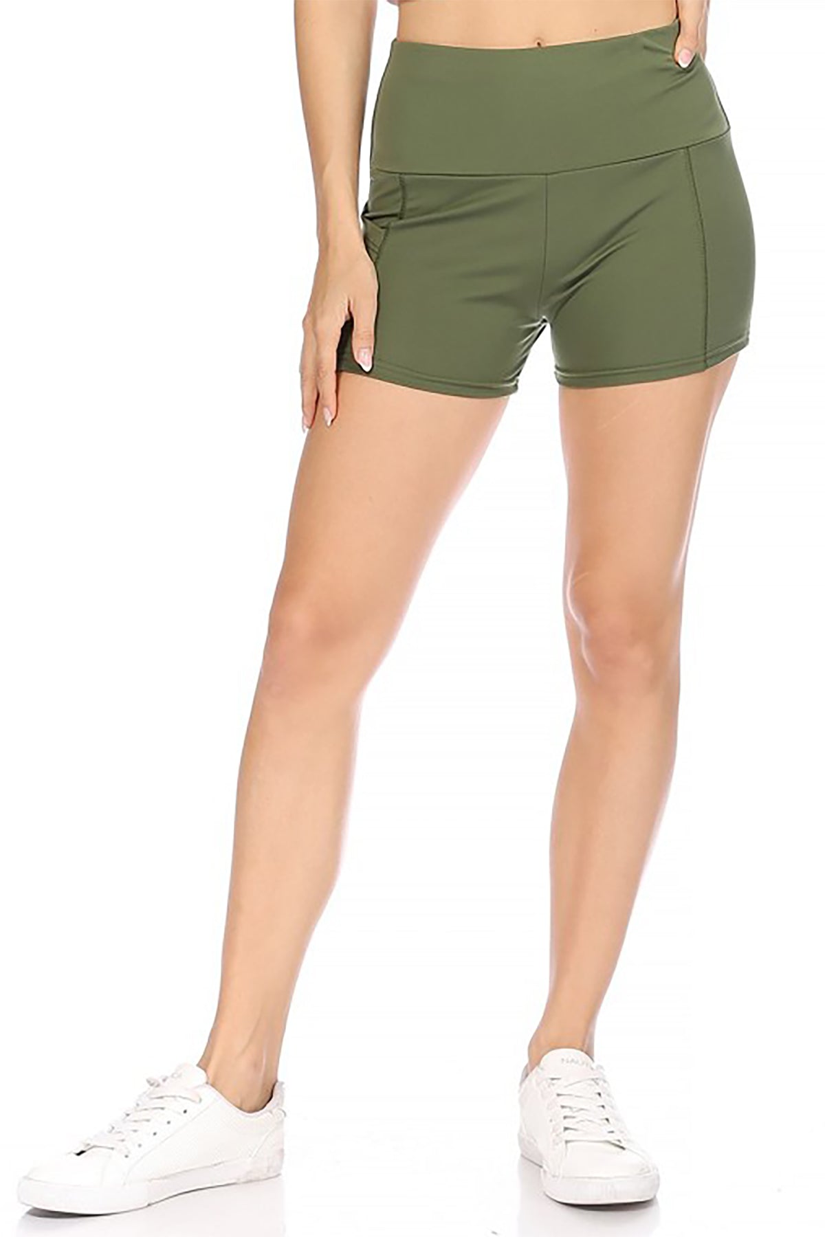 Women's High Waist Yoga Fitness Workout Running Shorts Side Pocket