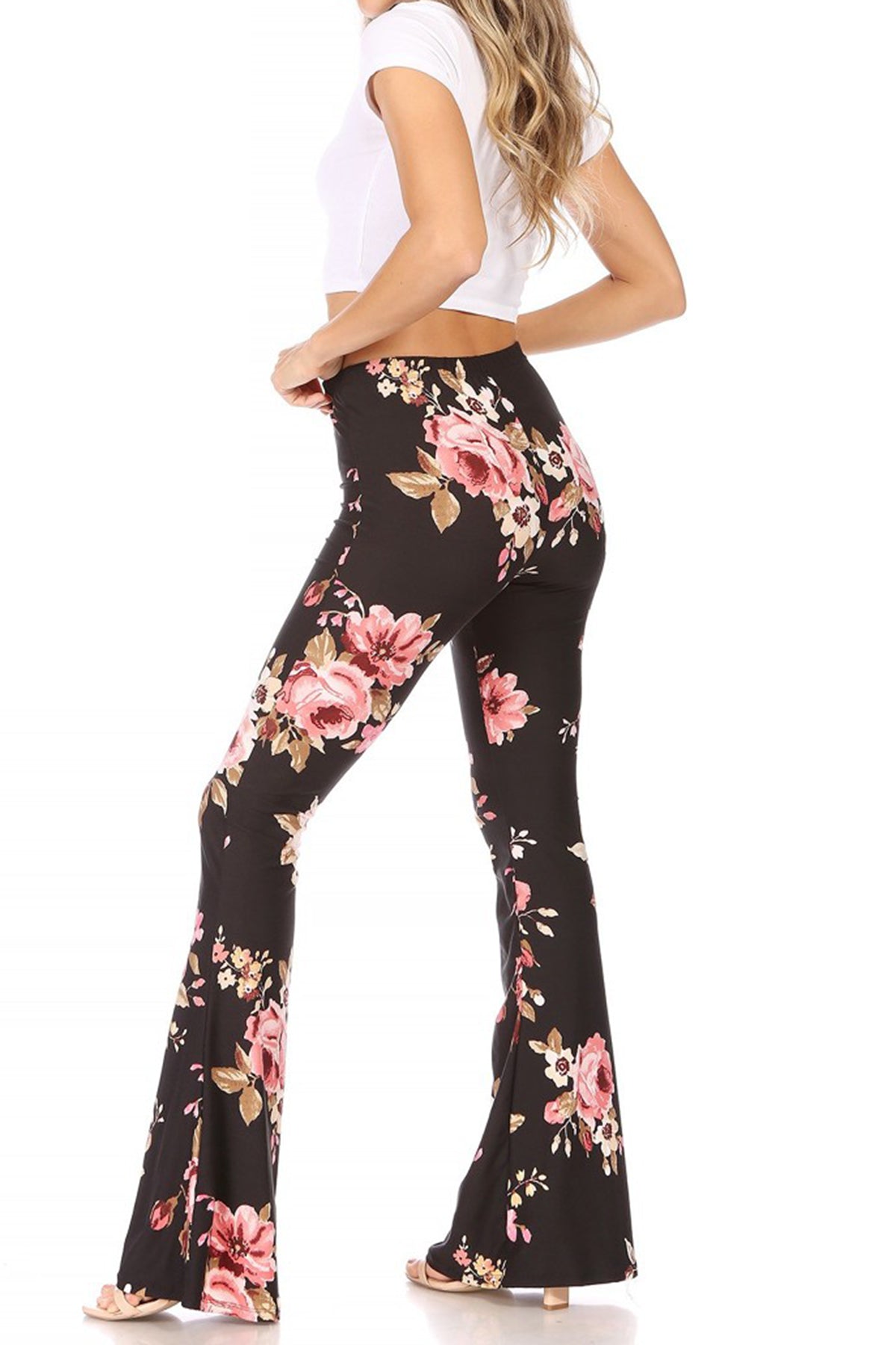 Women's High Waisted Print Soft Stretch Palazzo Flare Pants Leggings Pants