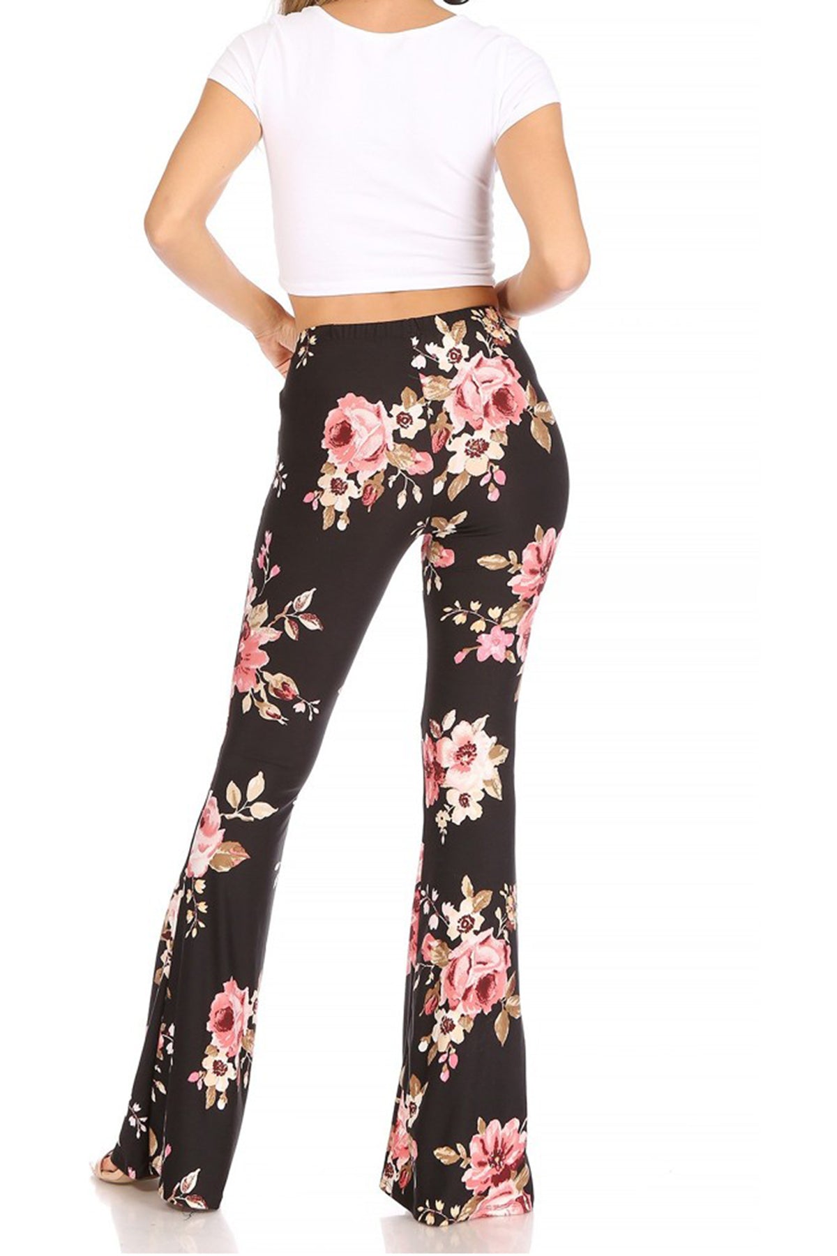 Women's High Waisted Print Soft Stretch Palazzo Flare Pants Leggings Pants