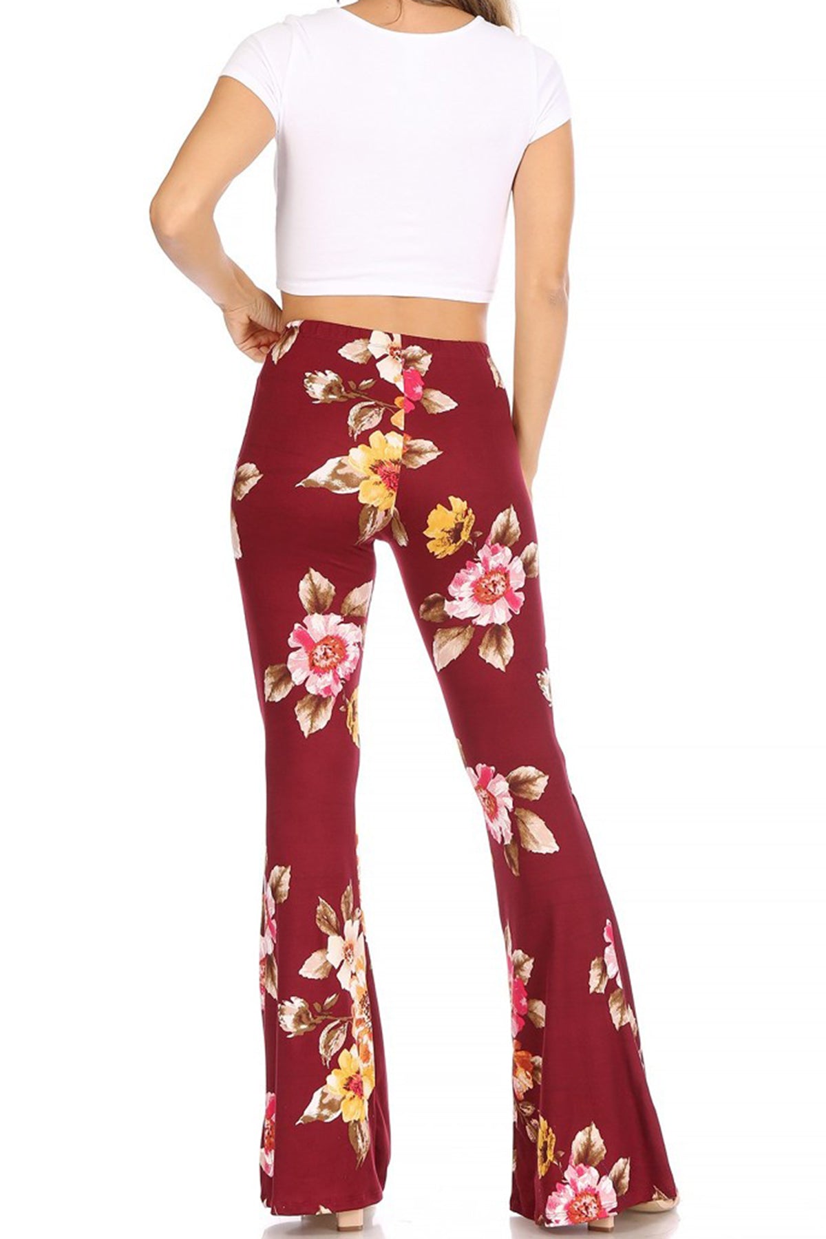 Women's High Waisted Print Soft Stretch Palazzo Flare Pants Leggings Pants