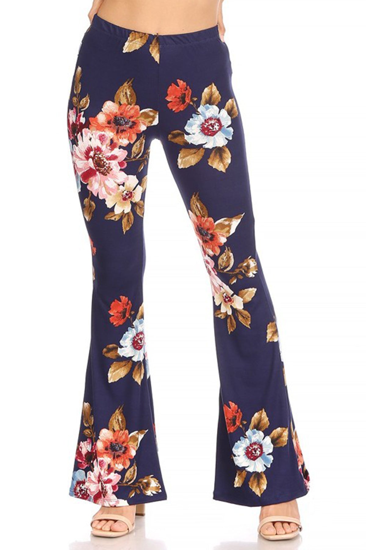 Women's High Waisted Print Soft Stretch Palazzo Flare Pants Leggings Pants