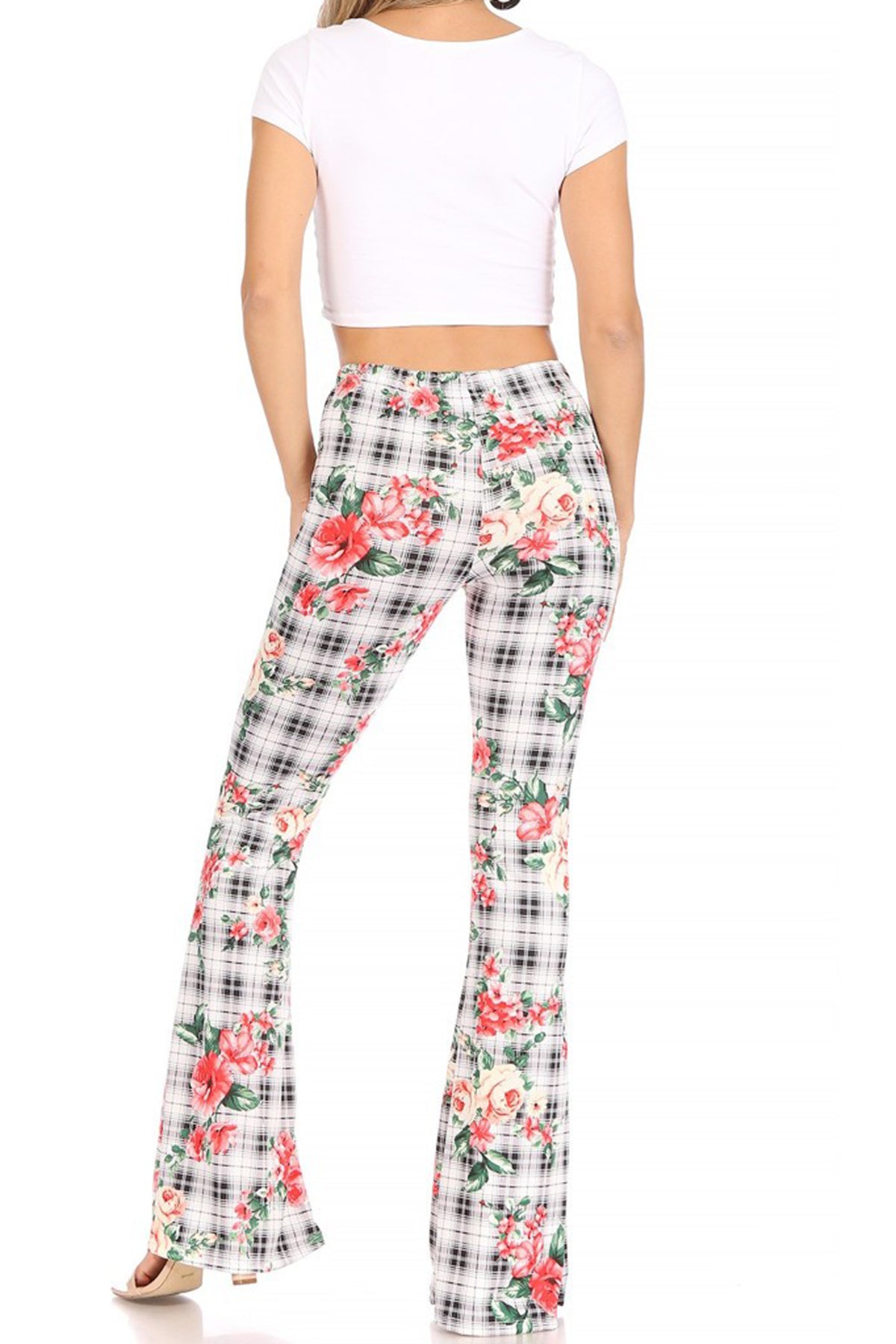 Women's High Waisted Print Soft Stretch Palazzo Flare Pants Leggings Pants