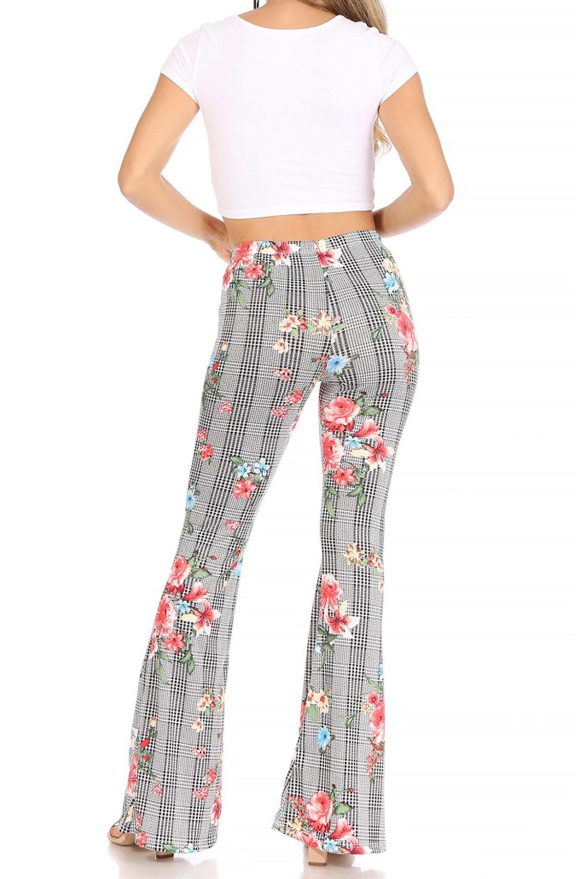 Women's High Waisted Print Soft Stretch Palazzo Flare Pants Leggings Pants