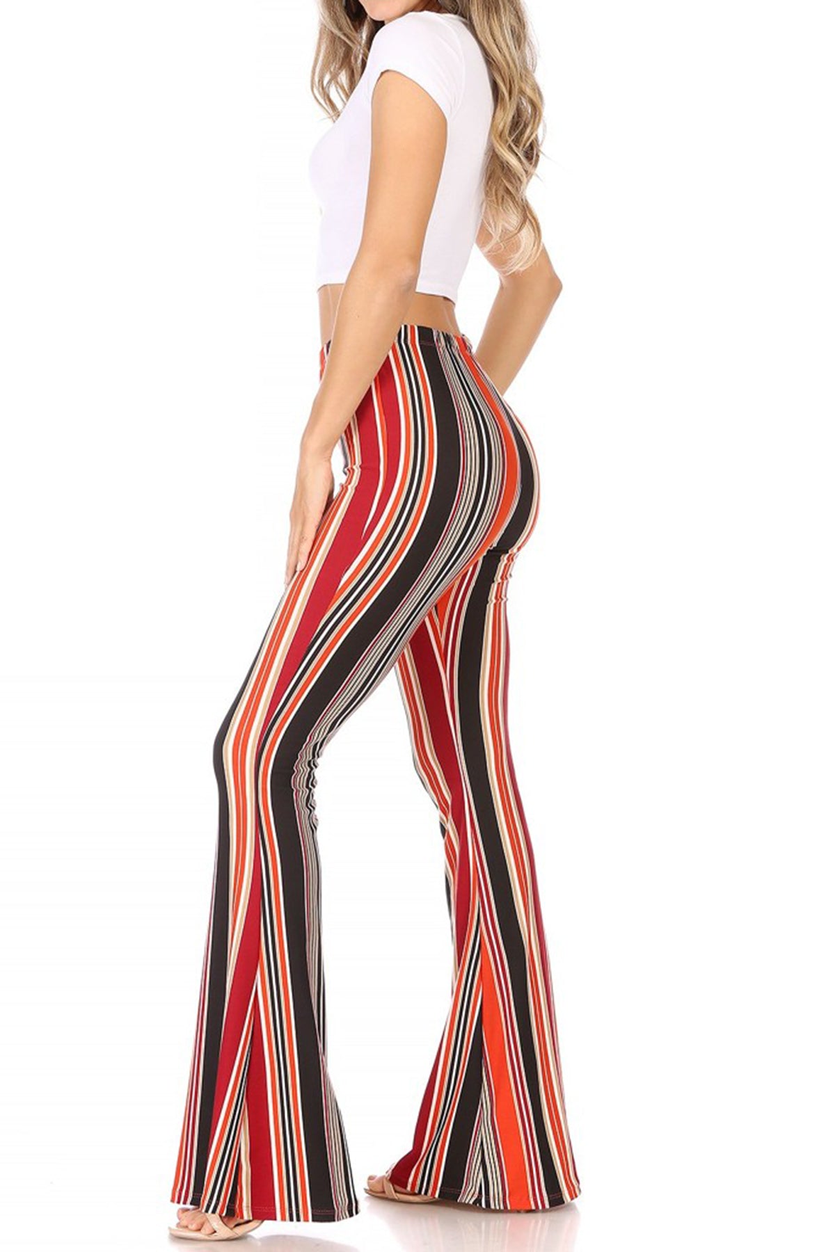 Women's High Waisted Print Soft Stretch Palazzo Flare Pants Leggings Pants