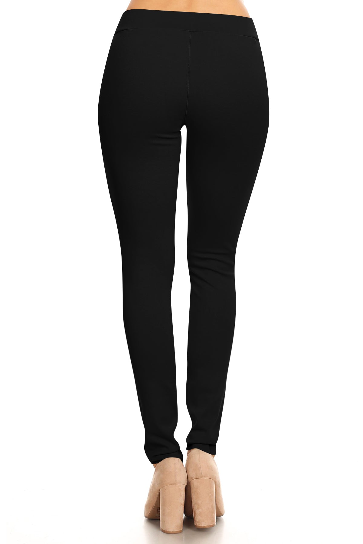 Women's Solid Full Length Elastic Waistband Jeggings Pants