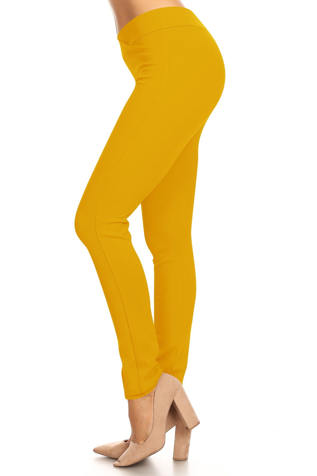 Women's Solid Full Length Elastic Waistband Jeggings Pants