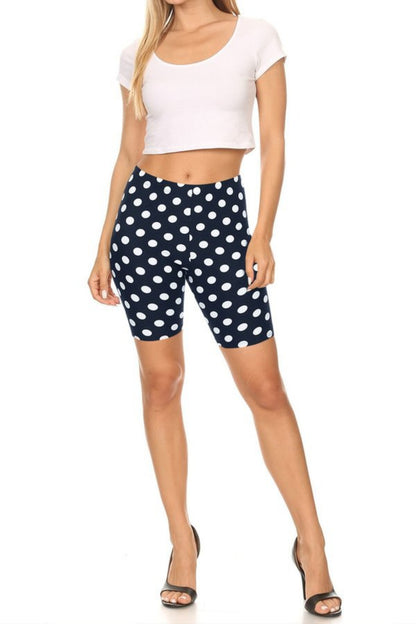 Women's Print Band Waist Biker Shorts