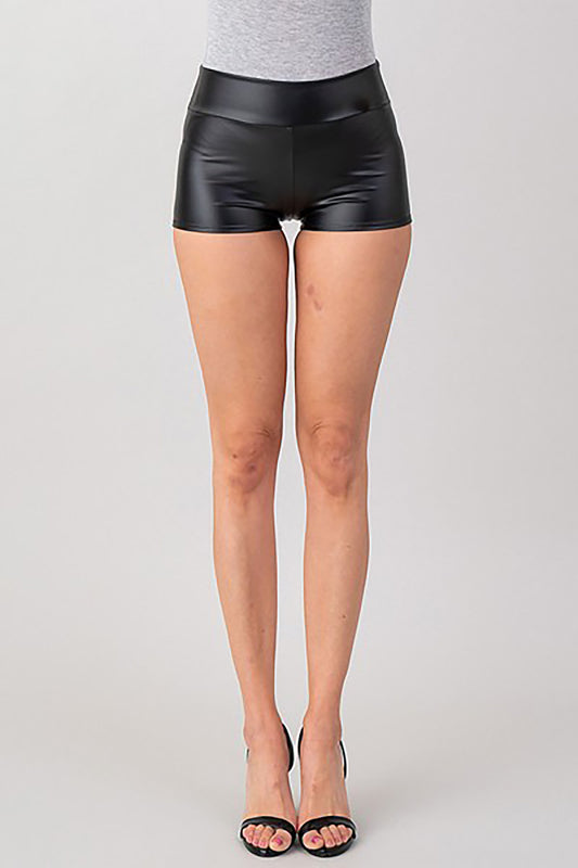 Women's Metallic PU Leather Shorts
