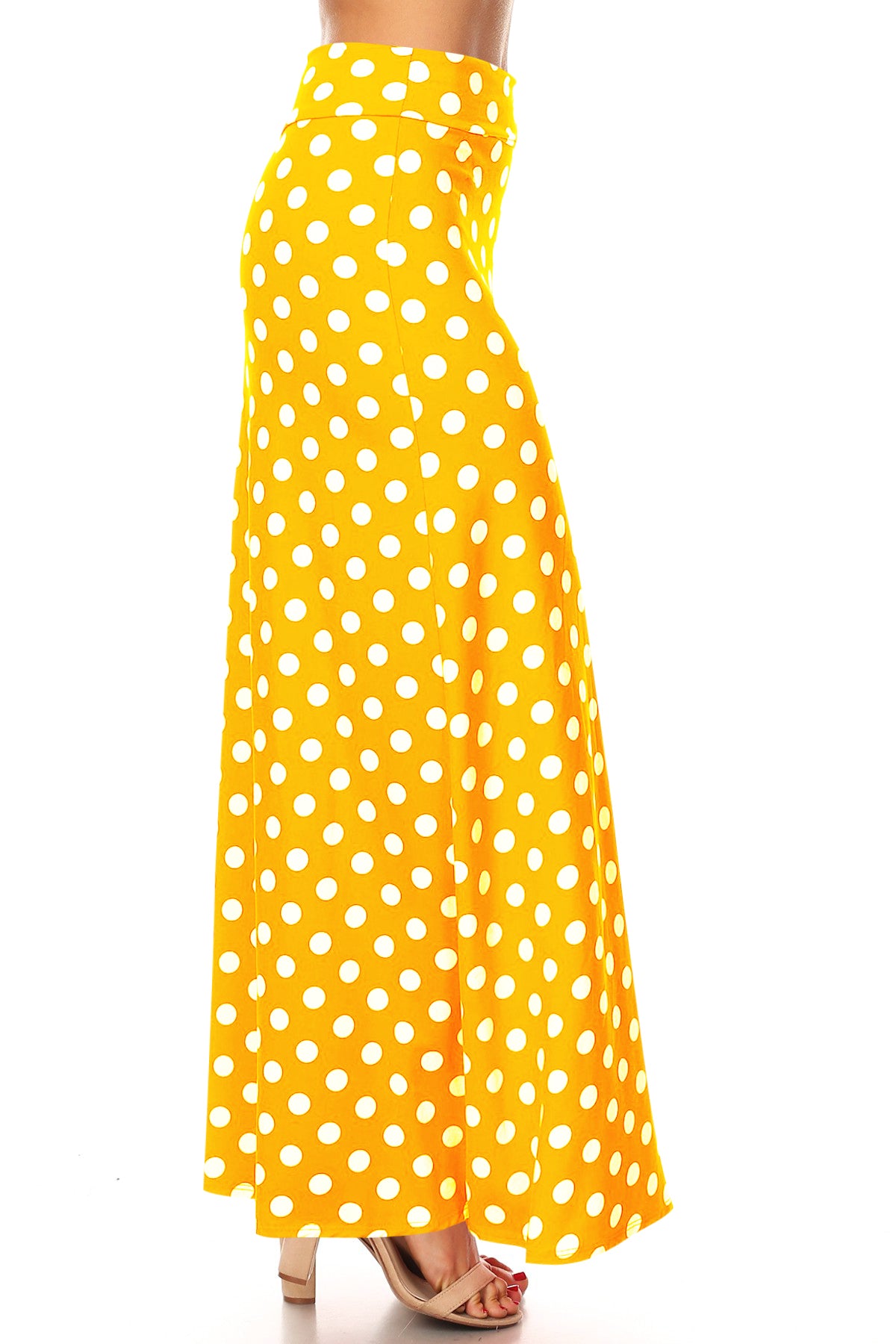 Women's Comfy Fold Over Loose Fit A-Line Lounge Wear Polka Dot Long Maxi Skirt