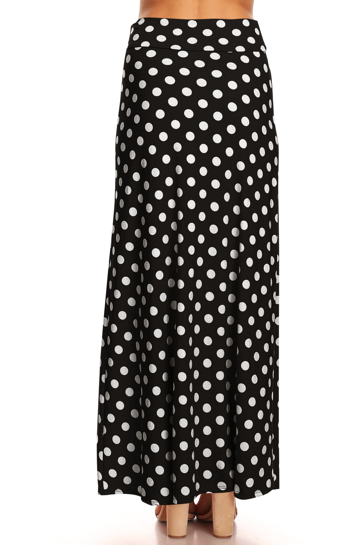 Women's Polka Dot Comfy Foldable Waist Loose Fit A-Line Loungewear Long Maxi Skirt