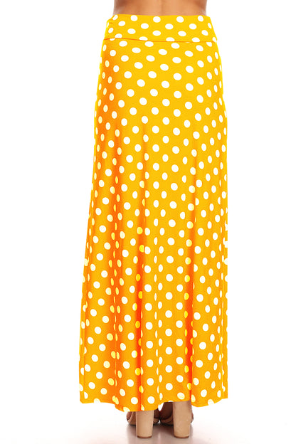 Women's Polka Dot Comfy Foldable Waist Loose Fit A-Line Loungewear Long Maxi Skirt