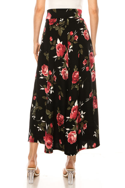 Women's Casual Floral Print A-Line Long Skirt