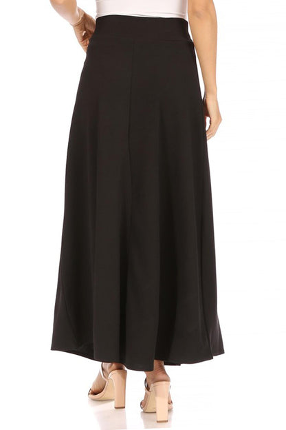 Women's Plus Size  Casual Solid Flare A-line Long Skirt