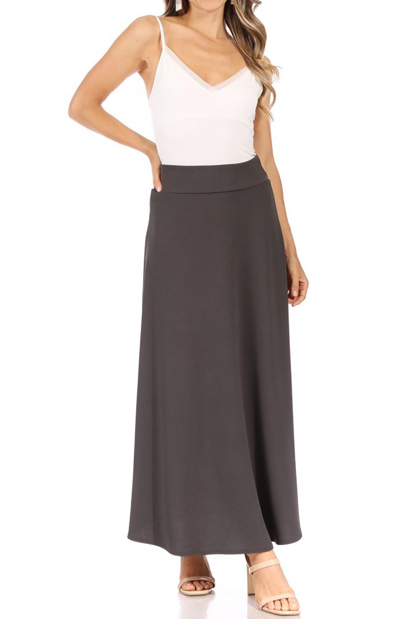 Women's Plus Size  Casual Solid Flare A-line Long Skirt