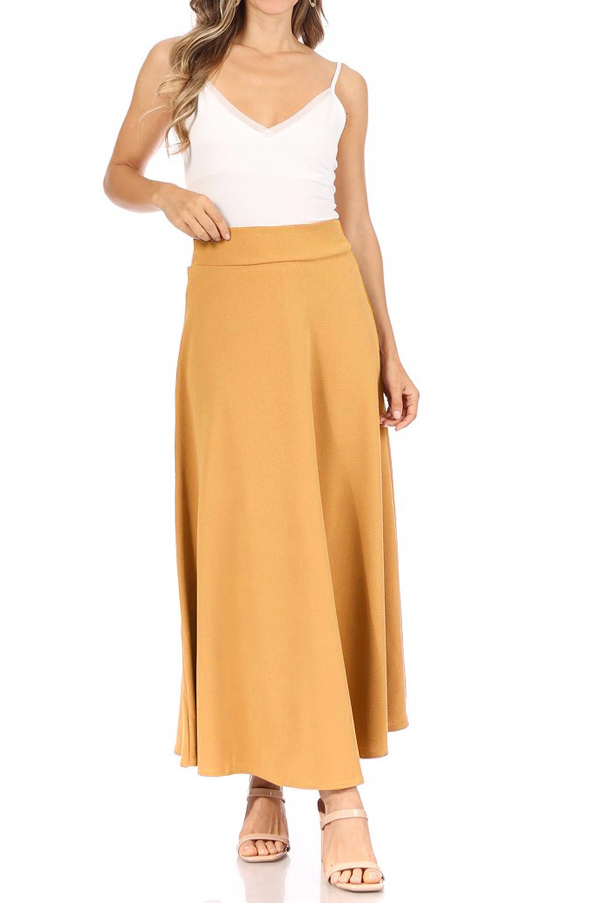 Women's Plus Size  Casual Solid Flare A-line Long Skirt