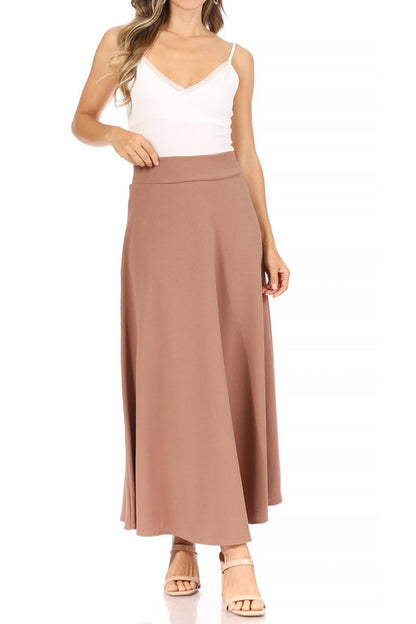 Women's Plus Size  Casual Solid Flare A-line Long Skirt