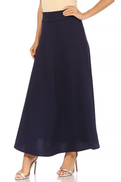 Women's Plus Size  Casual Solid Flare A-line Long Skirt