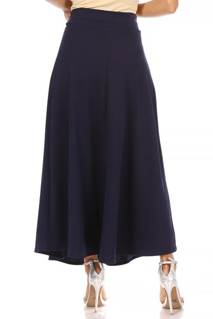 Women's Plus Size  Casual Solid Flare A-line Long Skirt