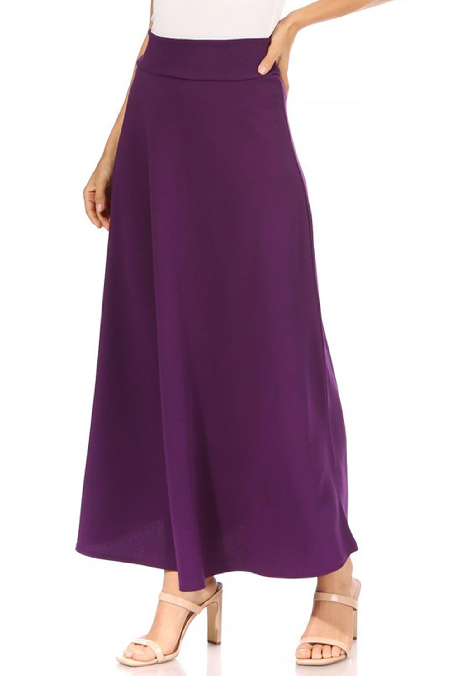 Women's Plus Size  Casual Solid Flare A-line Long Skirt