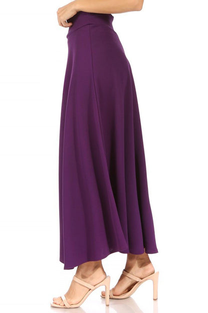 Women's Plus Size  Casual Solid Flare A-line Long Skirt