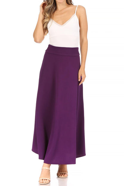 Women's Plus Size  Casual Solid Flare A-line Long Skirt