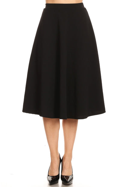 Women's Flared Lightweight Elastic Midi A-line Skirt