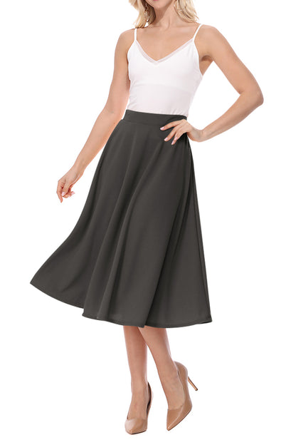 Women's Flared Lightweight Elastic Midi A-line Skirt