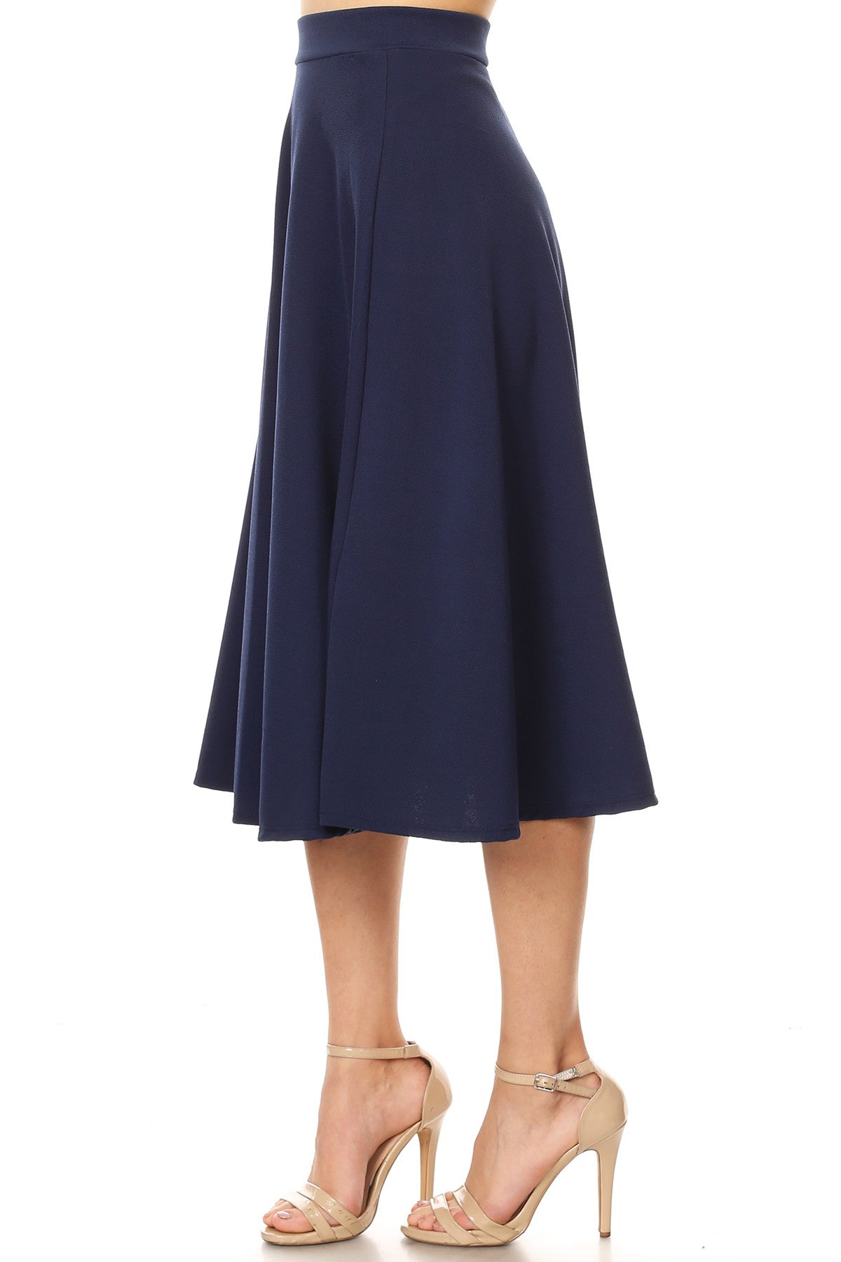 Women's Flared Lightweight Elastic Midi A-line Skirt