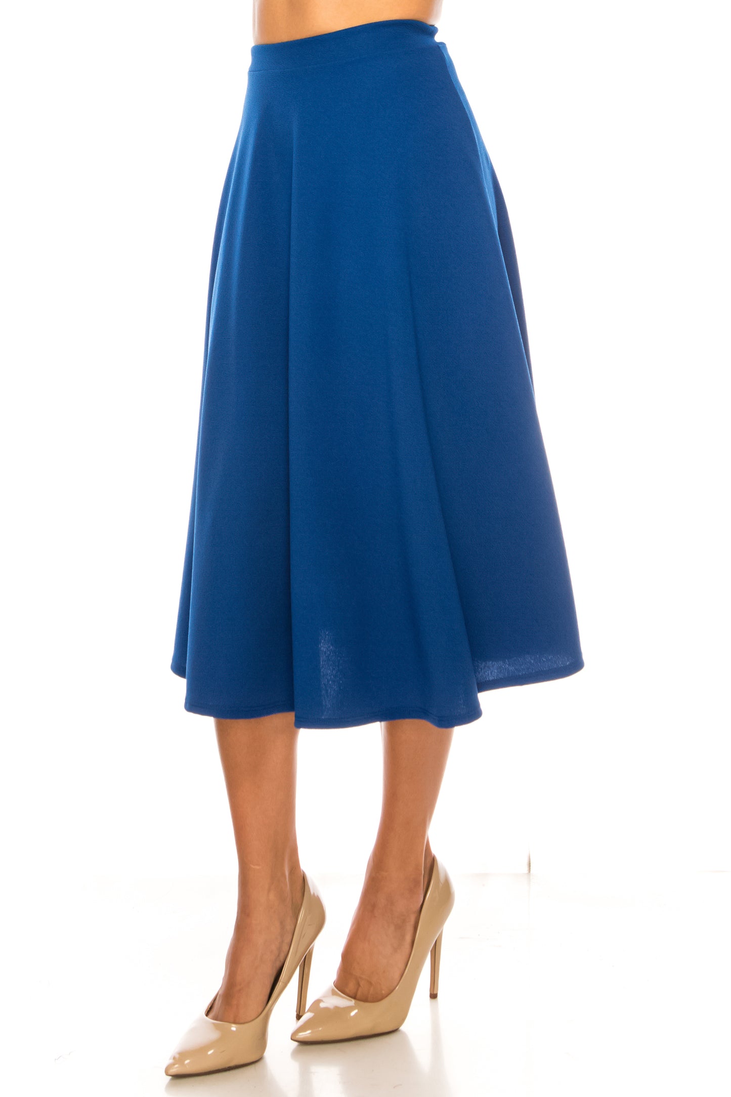 Women's Flared Lightweight Elastic Midi A-line Skirt