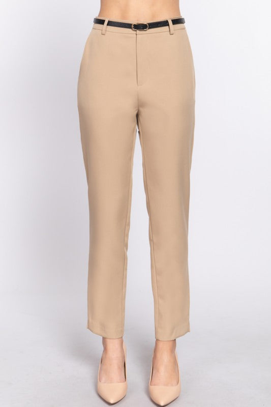 Women's Classic woven pants with belt