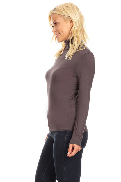 Women's Solid Basic Casual Long Sleeve Turtleneck Lightweight Pullover Top Sweater