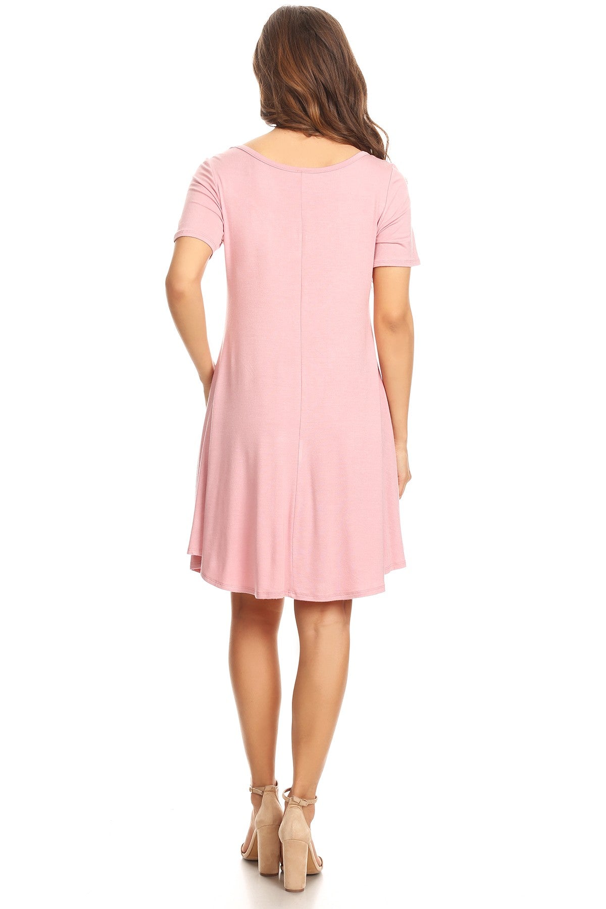 Women's Casual V-Neck Short Sleeves Solid Casual Dress