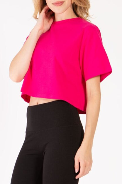 Women's Casual Short Sleeve Oversized Cropped T Shirt