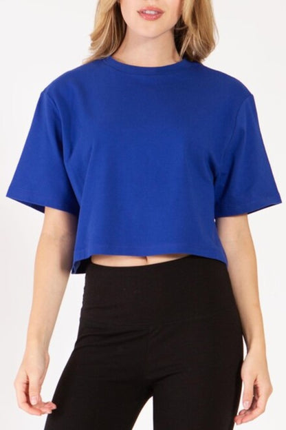 Women's Casual Short Sleeve Oversized Cropped T Shirt