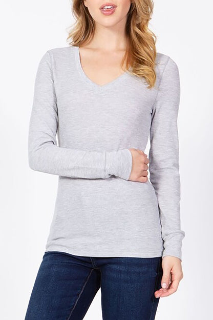 Women's Long Sleeve V-Neck Thermal Top