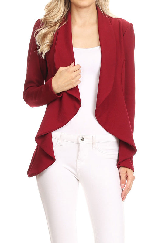 Women's Casual Solid Long Sleeve Loose Fit Open Blazer Jacket