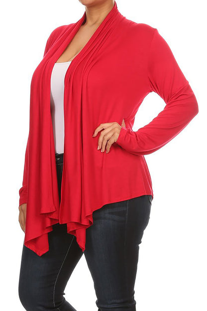 Women's Plus Size Lightweight Long Sleeve Solid Open Cardigan