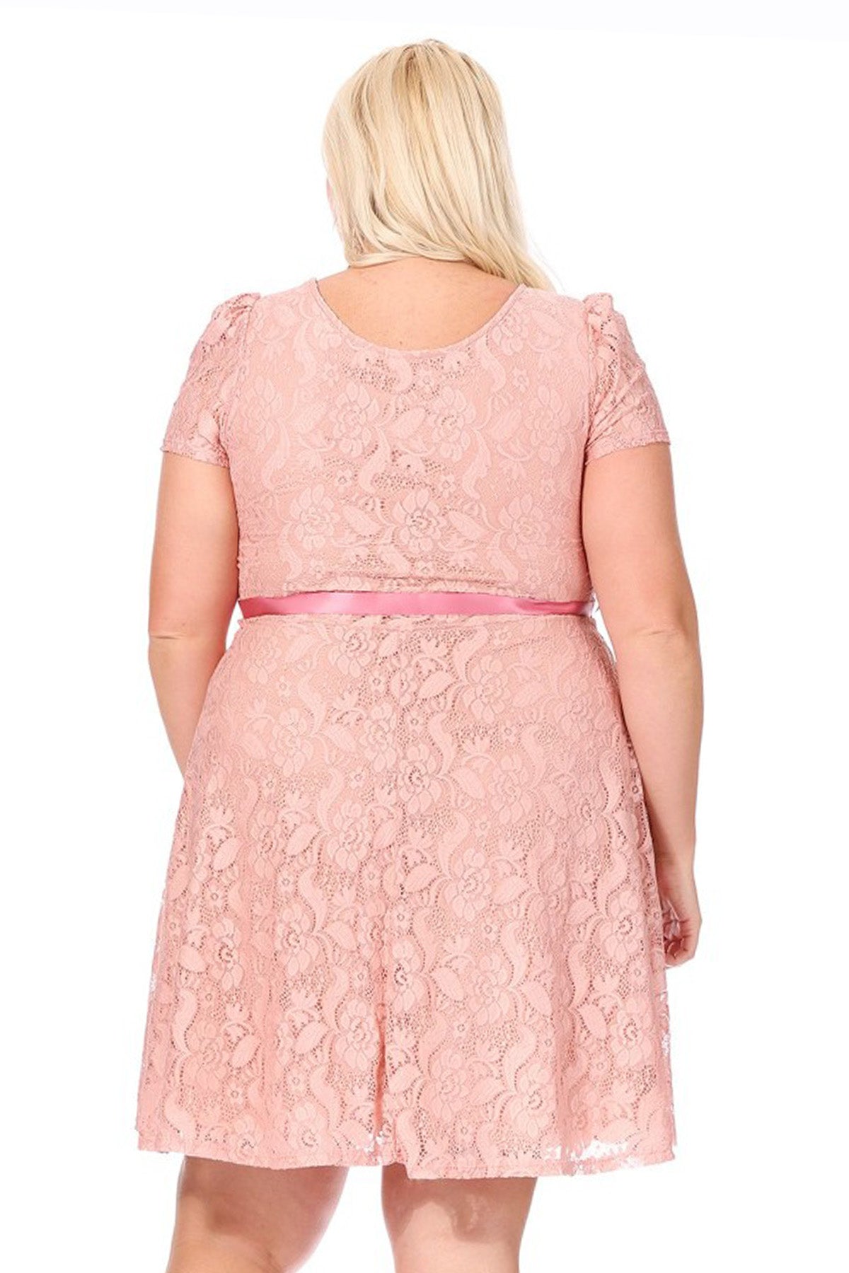 Women's Plus Size Lace Short Sleeve Party Midi Dress