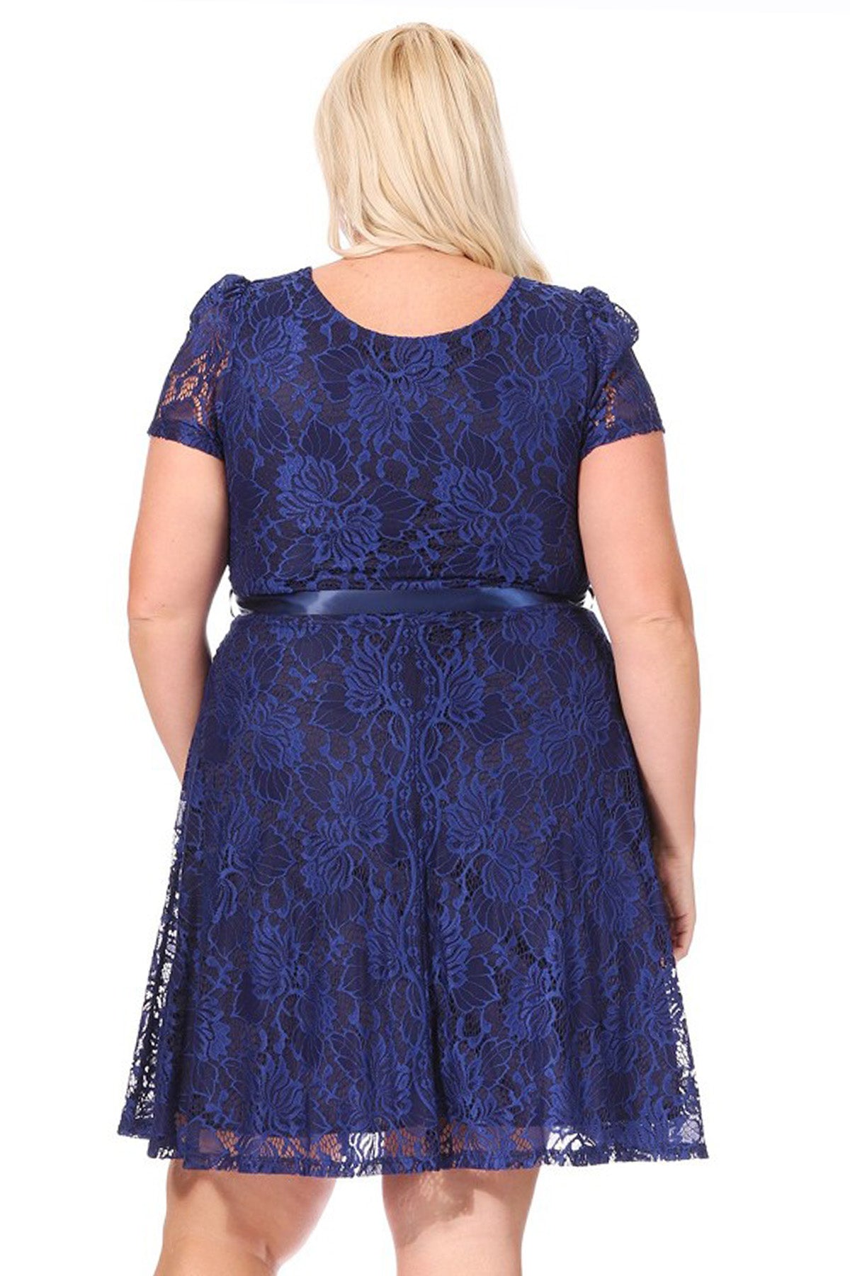 Women's Plus Size Lace Short Sleeve Party Midi Dress