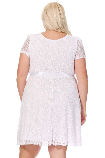 Women's Plus Size Lace Short Sleeve Party Midi Dress