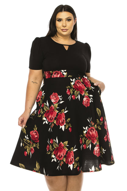 Floral Black Red