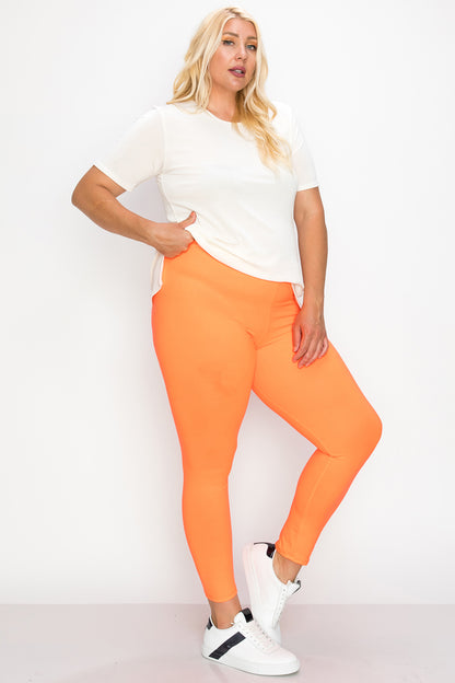 Women's Plus Size Elastic Band Waist Stretch Comfy Workout Leggings Pants