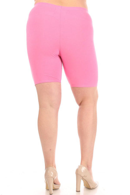 Women's Plus Size Workout High Waist Stretch Active Yoga Print Basic Biker Shorts Pants