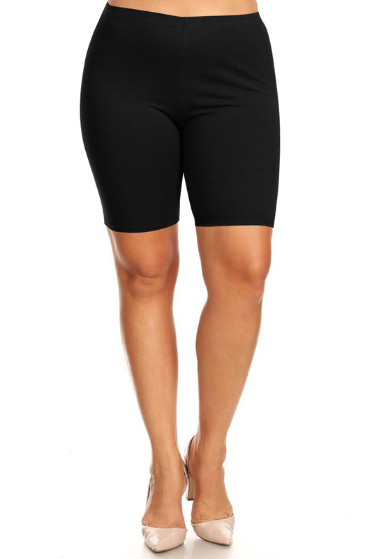 Women's Plus Size Casual Basic Solid Biker Shorts Pants
