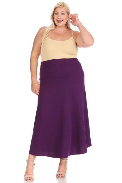 Women's Plus Size Solid  Flare A-line Long Skirt