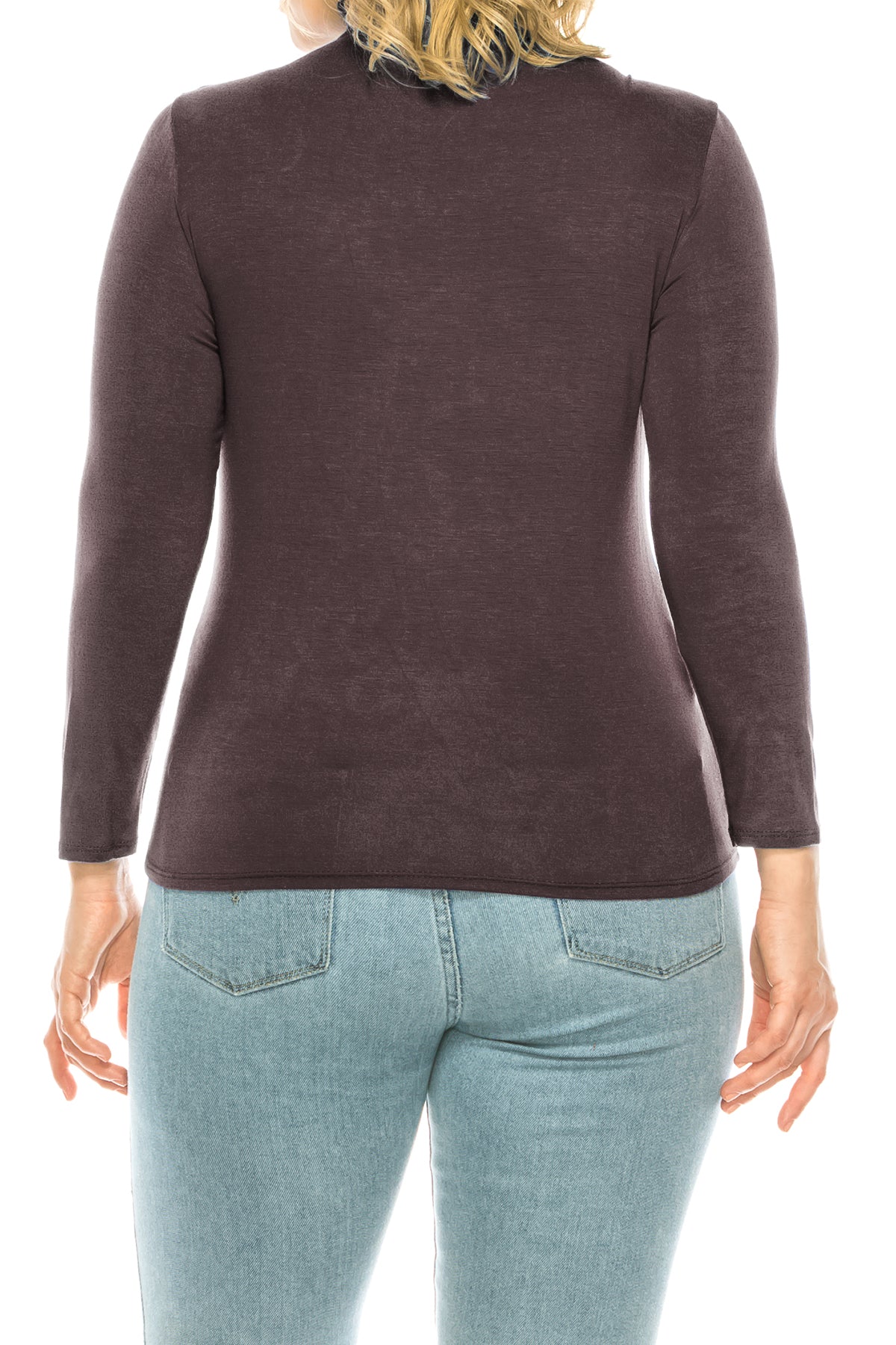 Women's Plus Size Casual Fitted Long Sleeve Solid Turtleneck Sweater Tops Shirts