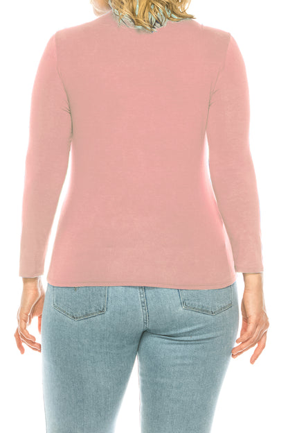 Women's Plus Size Casual Fitted Long Sleeve Solid Turtleneck Sweater Tops Shirts