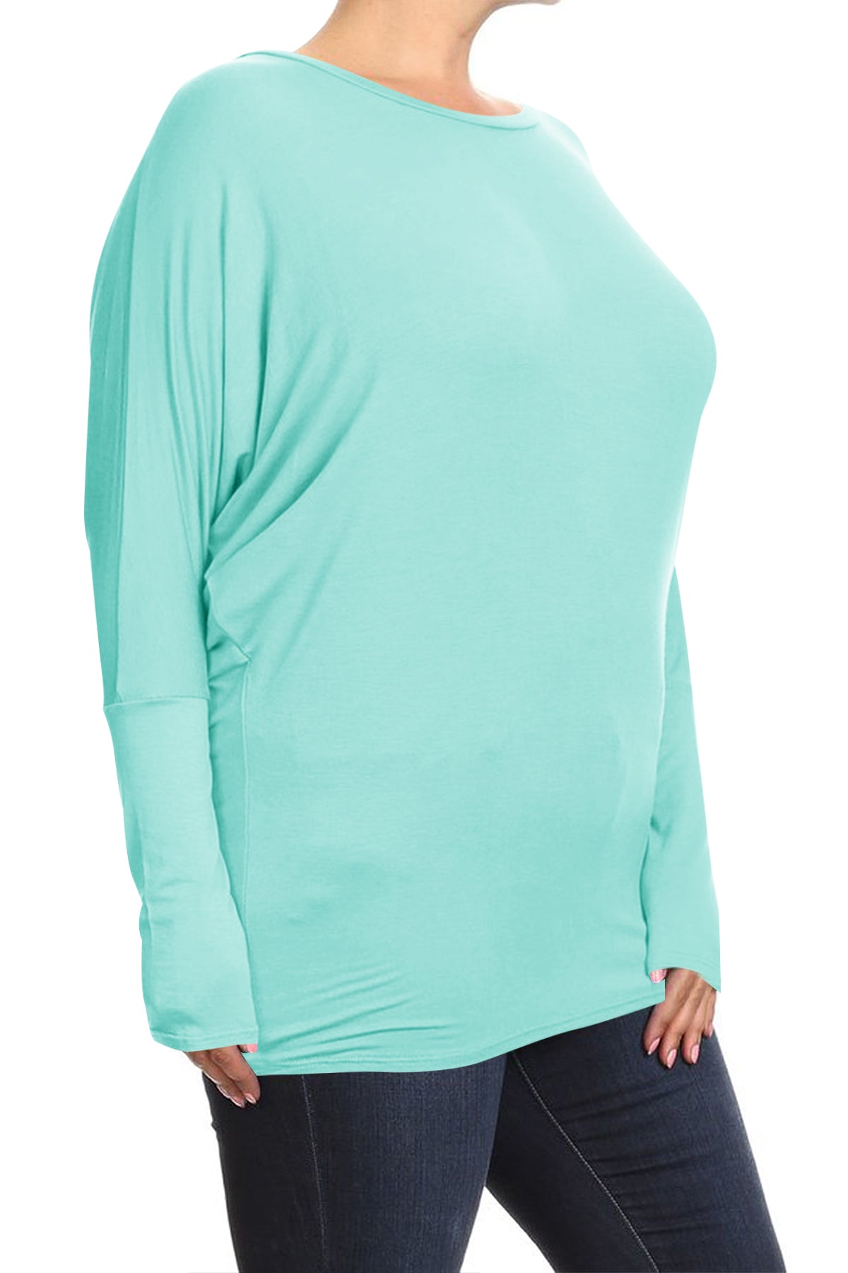 Women's Plus Size Casual Dolman Sleeve Solid T-Shirt Top